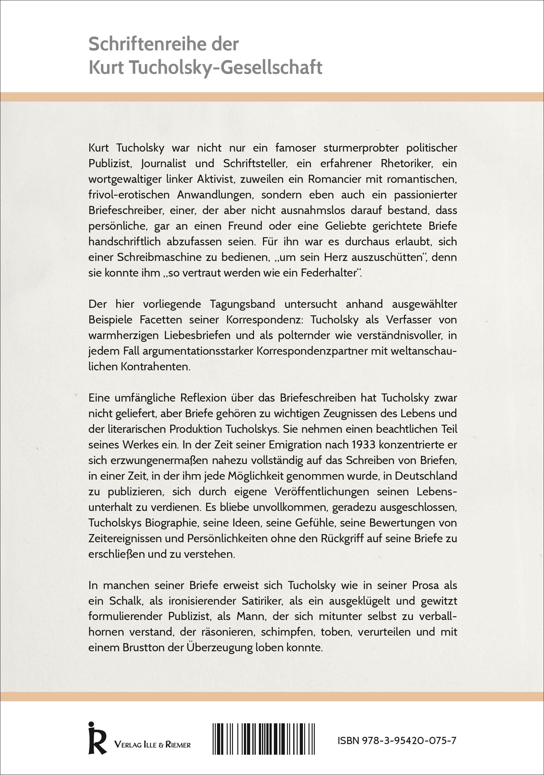 Kurt Tucholsky als Briefschreiber